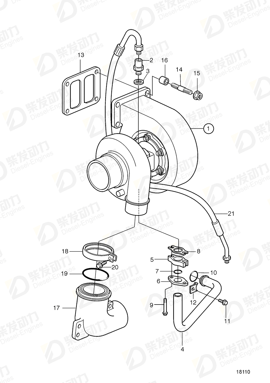 VOLVO Turbo compressor, ex 3801558 Drawing